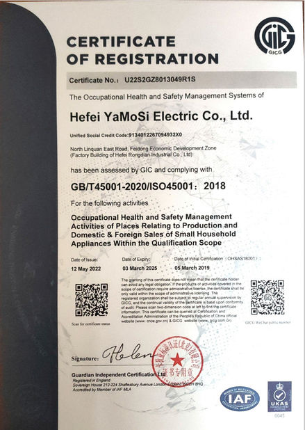 中国 Hefei Amos Electric Co., Ltd. 認証